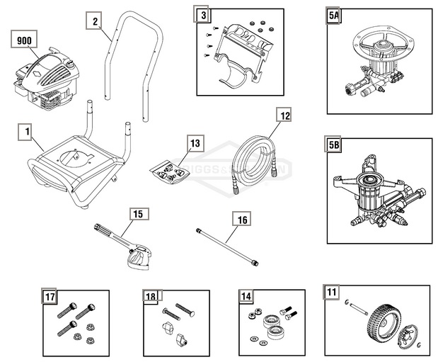 Briggs & Stratton pressure washer model 020272-1 replacement parts, pump breakdown, repair kits, owners manual and upgrade pump.
